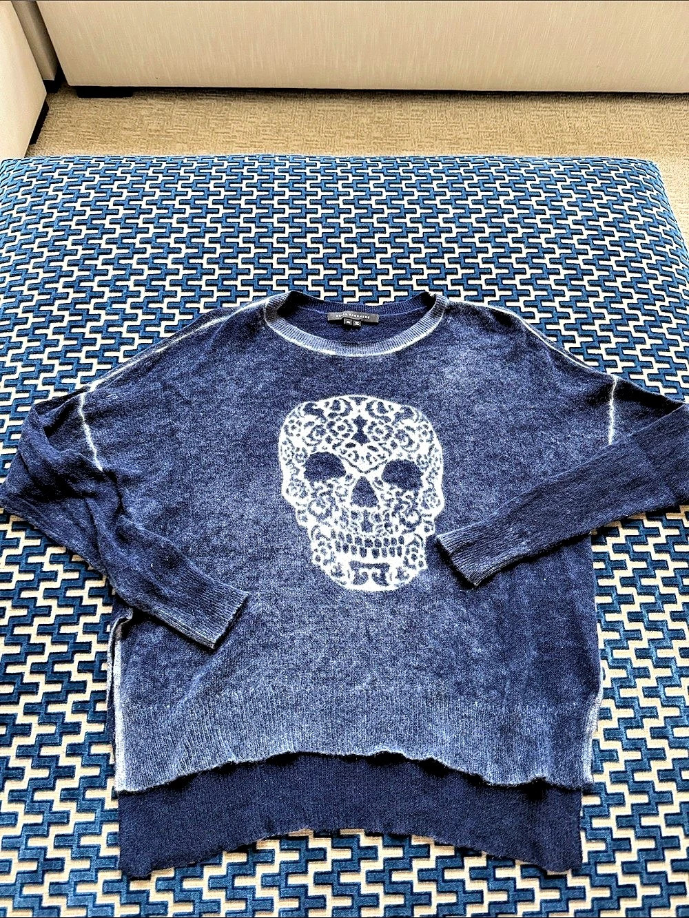Skull Cashmere Skull Graphic Cashmere Sweater Blue XS